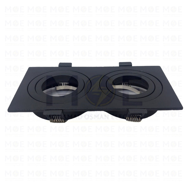 Cuperlight Double Downlight Spotlight Frame Aluminum Black Recessed Adjustable Rectangular MR16 15x7.5cm  Y-A9062 - سبوت فارغ المنيوم مستطيل مخفي اسود متحرك مجوز 