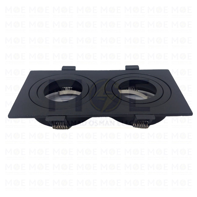 Cuperlight Double Downlight Spotlight Frame Aluminum Black Recessed Adjustable Rectangular MR16 15x7.5cm  Y-A9062 - سبوت فارغ المنيوم مستطيل مخفي اسود متحرك مجوز 