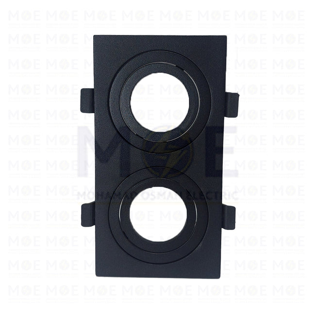 Cuperlight Double Downlight Spotlight Frame Aluminum Black Recessed Adjustable Rectangular MR16 15x7.5cm  Y-A9062 - سبوت فارغ المنيوم مستطيل مخفي اسود متحرك مجوز 