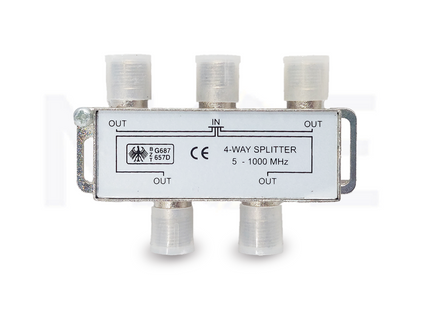 F-Type Coaxial Signal Splitter for CATV, Satellite, Antenna 4-Way