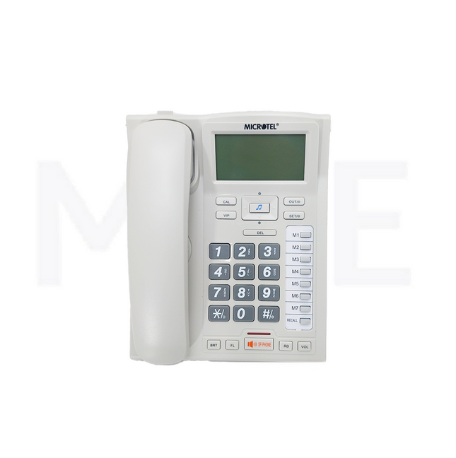 Microtel Landline Corded Desk phone LCD Display Speaker Memory White | KX-TSC885CID