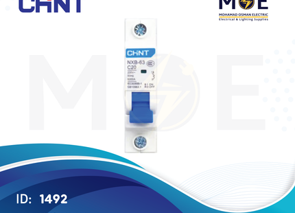 Chint MCB EB C 3kA 1P 20A | 135190-186251 | دجنتور كهرباء مفرد - قاطع كهربائي