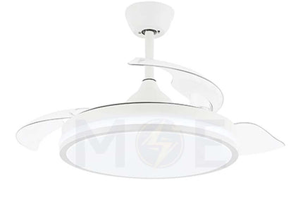 Lotus Plastic Blades Modern Ceiling Fan With LED & Remote Control White Daylight, Warmwhite, Coolwhite 48W 4 Retractable Blades 42inch | JC-18224 CCT