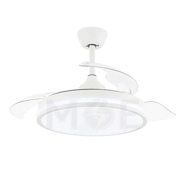 Lotus Plastic Blades Modern Ceiling Fan With LED & Remote Control White Daylight, Warmwhite, Coolwhite 48W 4 Retractable Blades 42inch | JC-18224 CCT
