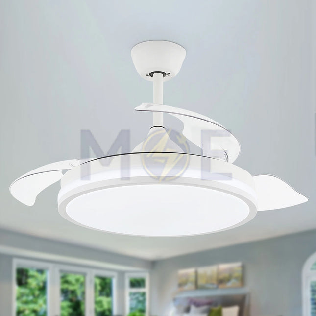 Lotus Plastic Blades Modern Ceiling Fan With LED & Remote Control White Daylight, Warmwhite, Coolwhite 48W 4 Retractable Blades 42inch  JC-18224 CCT (9)