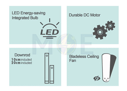 Lotus Plastic Blades Modern Ceiling Fan With LED & Remote Control White Daylight, Warmwhite, Coolwhite 48W 4 Retractable Blades 42inch  JC-18224 CCT (9)