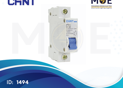 Chint MCB EB C 3kA 1P 32A | 135192-189253 | دجنتور كهرباء مفرد - قاطع كهربائي