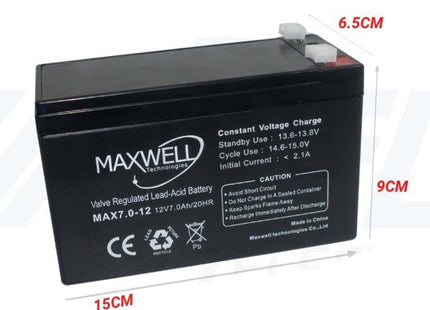 Maxwell Sealed Lead Acid Rechargeable Battery (SLA/VRLA) 7Ah 12V/20HR