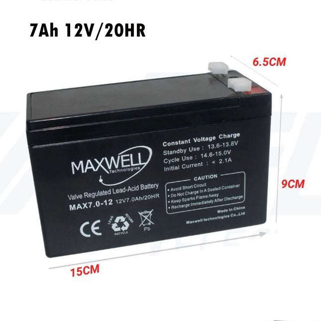 Maxwell Sealed Lead Acid Rechargeable Battery (SLA/VRLA) 7Ah 12V/20HR