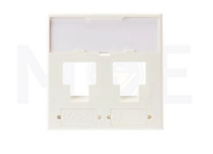 3m Volition Keystone Face Plate 2-port with transparent label field for Cable Trunk | Cover for Cat6 RJ45 Network Keystone Jack | 2module | VOL-FP4M-F2k
