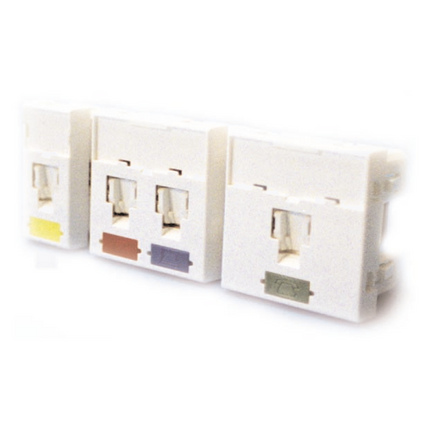 3m Volition Keystone Face Plate 2-port with transparent label field for Cable Trunk | Cover for Cat6 RJ45 Network Keystone Jack | 2module | VOL-FP4M-F2k