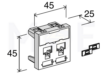 3m Volition Keystone Face Plate 2-port with transparent label field for Cable Trunk | Cover for Cat6 RJ45 Network Keystone Jack | 2module | VOL-FP4M-F2k