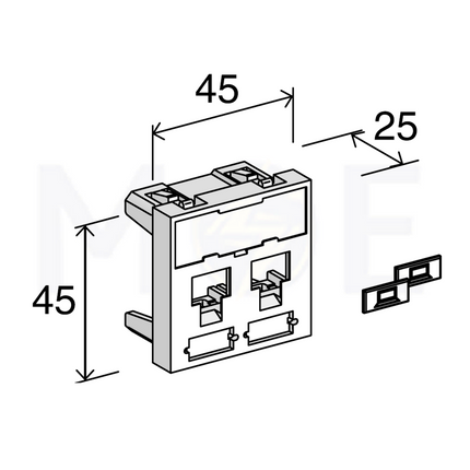 3m Volition Keystone Face Plate 2-port with transparent label field for Cable Trunk | Cover for Cat6 RJ45 Network Keystone Jack | 2module | VOL-FP4M-F2k