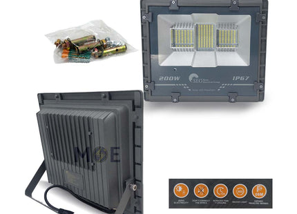SEG LED IP67 SMD Solar Floodlight With Solar Panel & Remote Control Daylight 200W | NH-SE200W