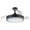 Lotus Plastic Blades Modern Ceiling Fan With LED & Remote Control Black Daylight, Warmwhite, Coolwhite 48W 4 Retractable Blades 42inch | JC-18224 CCT