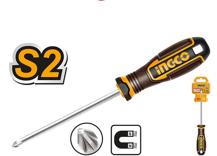 INGCO Pozidriv Screwdriver Rubber Handle PZ1 5x100mm | HSDSPZ1100