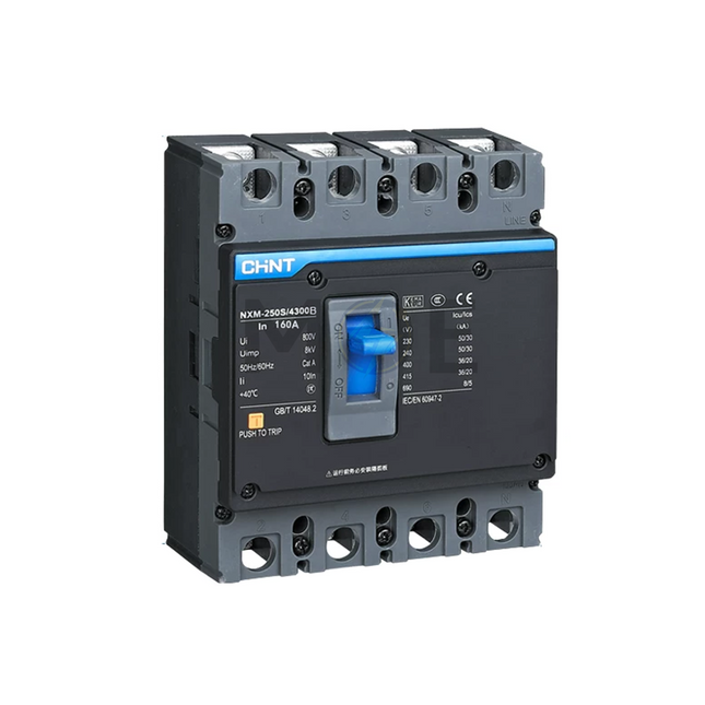 Chint MCCB NXM-250S4300B 4P 160A Fix  844339 دجنتور صناعي رباعي (3 فاز مع نتر)