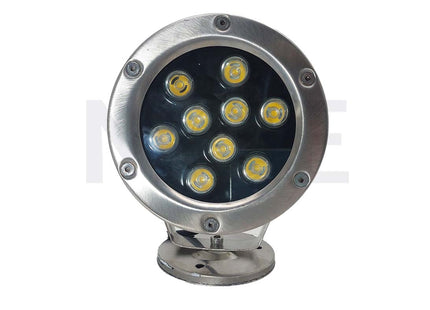 Cuperlight SMD IP68 LED Underwater Pool Light Chrome Adjustable Surface Circular Spot Warmwhite 12V DC 12cm 9x1W | K-3301