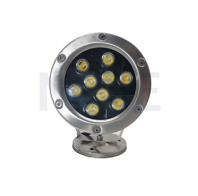 Cuperlight SMD IP68 LED Underwater Pool Light Chrome Adjustable Surface Circular Spot Warmwhite 12V DC 12cm 9x1W | K-3301