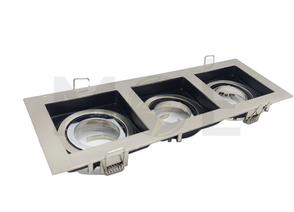 Triple downlight / Spotlight Frame MR16 Chrome Recessed Adjustable Rectangular 25x9cm | KG-7113 SN