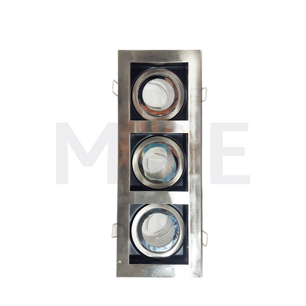 Triple downlight / Spotlight Frame MR16 Chrome Recessed Adjustable Rectangular 25x9cm | KG-7113 SN
