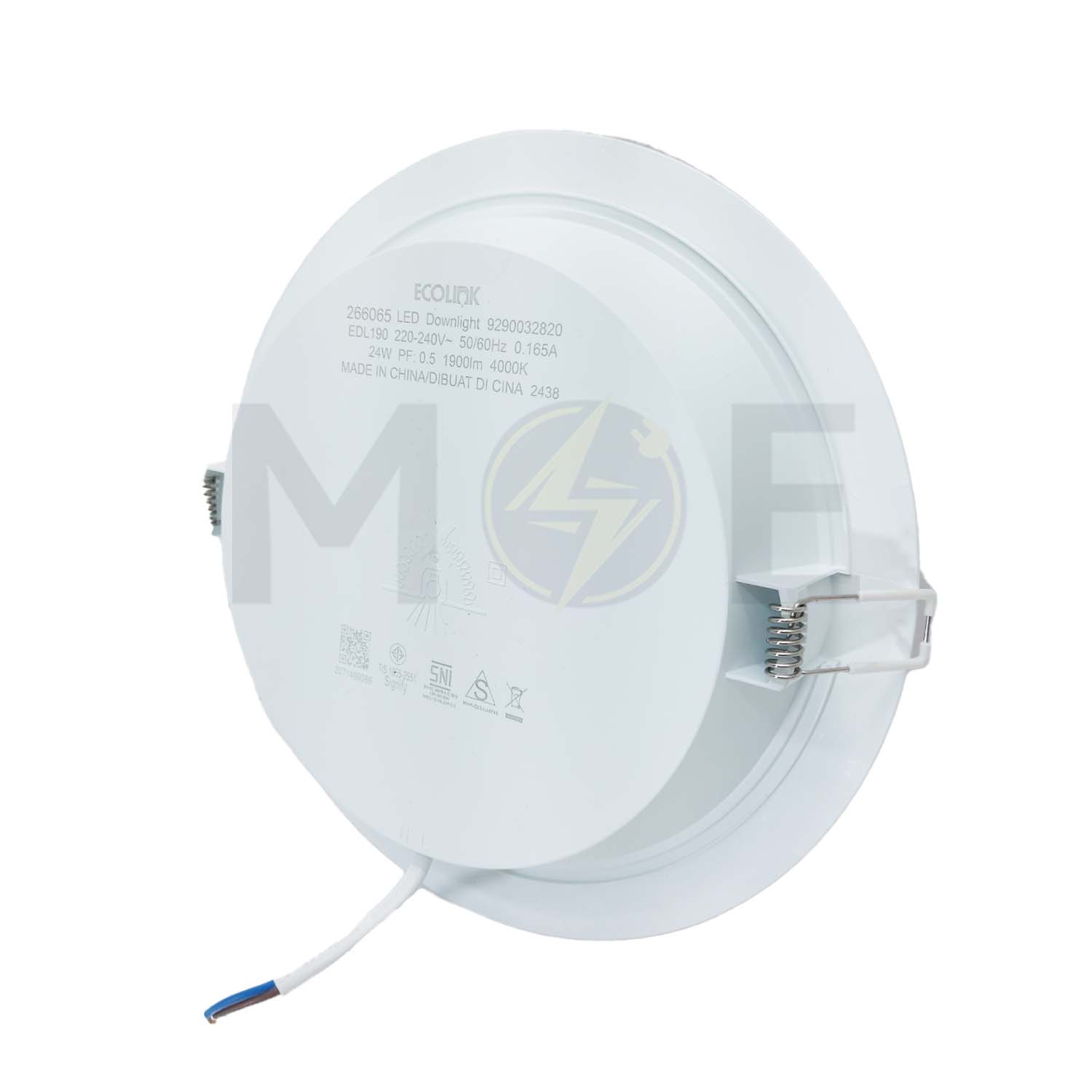 Ecolink LED DownLightPanel Light White Flush Circular Spot CoolWhite 4000K 1900Lm 20cm 24W 929003282037 EDL 190