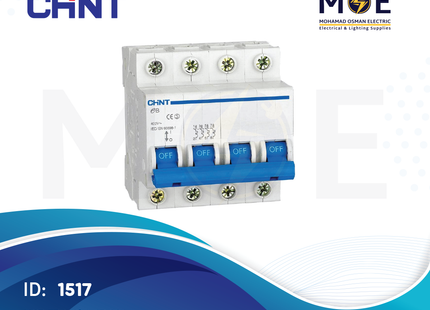 Chint MCB EB C 3kA 4P 10A | 135322-186403 | دجنتور كهرباء ثلاثة فاز مع نتر - قاطع كهربائي رباعي