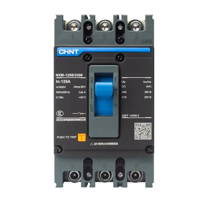 Chint MCCB NXM-125S/4300B 4P 100A Fix | 844303 دجنتور صناعي رباعي (3 فاز مع نتر)