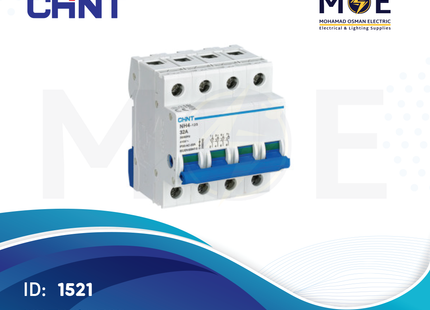 Chint MCB EB C 3kA 4P 32A | 135327-186407 | دجنتور كهرباء ثلاثة فاز مع نتر - قاطع كهربائي رباعي