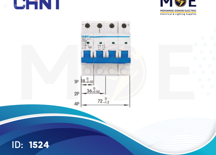 Chint MCB EB C 3kA 4P 63A | 135331-186993 | دجنتور كهرباء ثلاثة فاز مع نتر - قاطع كهربائي رباعي
