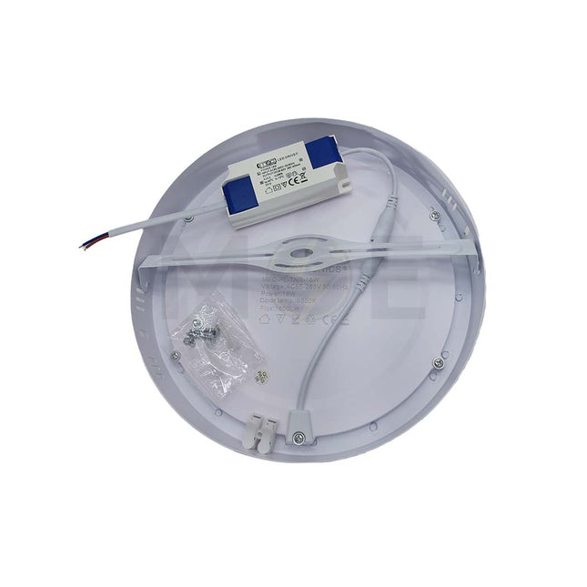 Mec LED Downlight/ Panel Light White Ceiling Surface Mounted Circular White 6500K 1600Lm 22cm 18W
