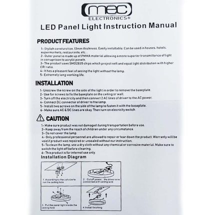 Mec LED Downlight/ Panel Light White Ceiling Surface Mounted Circular White 6500K 1600Lm 22cm 18W
