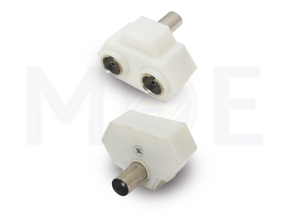 Coaxial TV antenna signal Splitter 1x IEC Male (plugs) to 2x IEC Female (socket) 2-Way