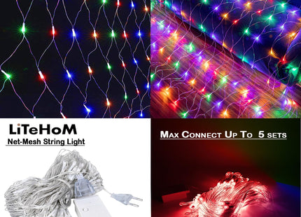 LED Mini Christmas Net Mesh String light RGB With Mini Controller 2x3mt 144L 220V