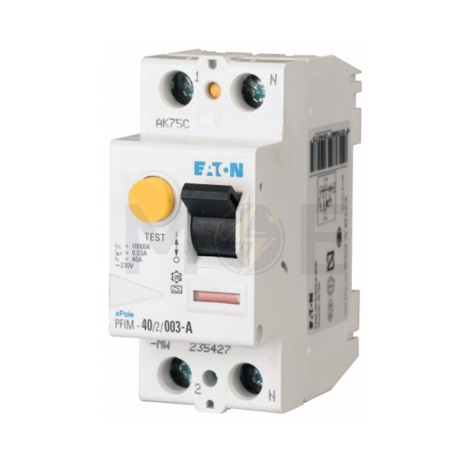 EATON RCCB AC-Type 25A 2P 300mA | mRCM-25/2/03 | دجنتور ديفرنسيال حماية مزدوجة - قاطع دفرنسيال مع حماية من الحمل الزائد