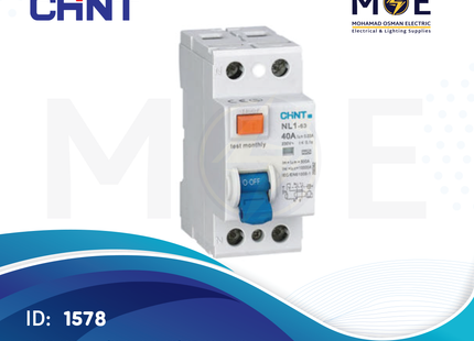 CHINT RCCB AC-Type (NL1/ NL1-63) 2P 40A 300mA | 141015-200306 | دجنتور ديفرنسيال - قاطع دفرنسيال
