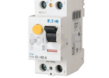 EATON RCCB AC-Type 63A 2P 300mA | mRCM-63/2/03 | دجنتور ديفرنسيال حماية مزدوجة - قاطع دفرنسيال مع حماية من الحمل الزائد