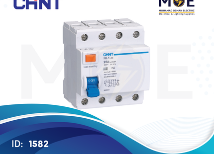 CHINT RCCB AC-Type (NL1/ NL1-63) 4P 25A 30mA | 141025 | دجنتور ديفرنسيال - قاطع دفرنسيال