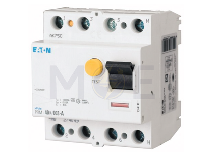 EATON RCCB AC-Type 25A 4P 300mA | mRCM-25/4/03 | دجنتور ديفرنسيال حماية مزدوجة - قاطع دفرنسيال مع حماية من الحمل الزائد