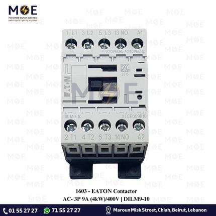 EATON Contactor AC- 3P 9A (4kW)/400V | DILM9-10