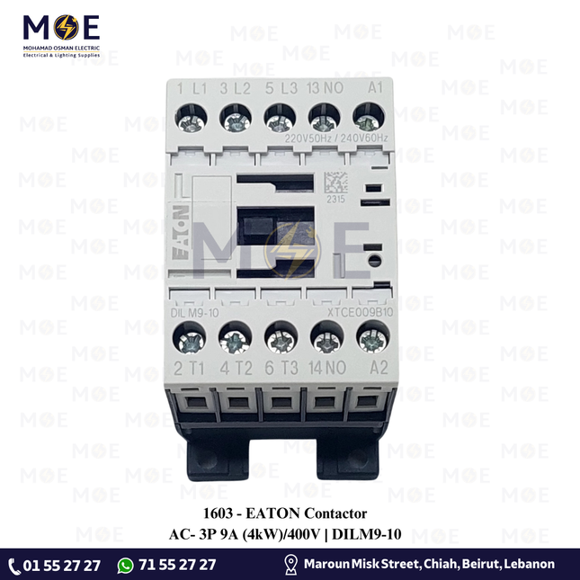 EATON Contactor AC- 3P 9A (4kW)/400V | DILM9-10