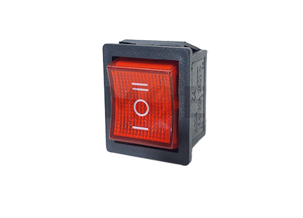 Rocker Switch Square Red Lamp 1-0-2 ON-OFF-ON DPDT 6-Pin 16-30A 250V AC 26×21.6×18.7mm | KCD4