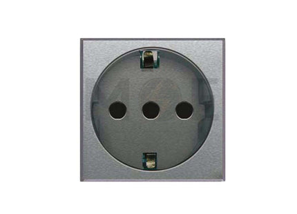 Ave SPA Tekla Schuko Socket With shutter Lightab Silver Matt 2P+E 16A 2Module | 443090TS