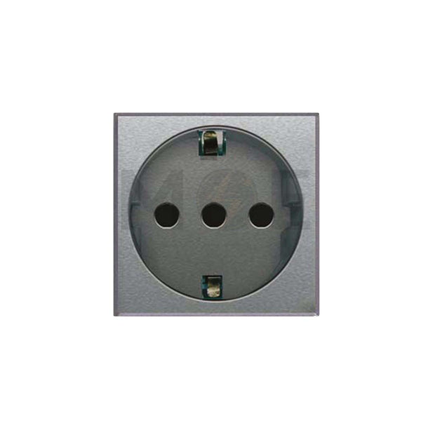 Ave SPA Tekla Schuko Socket With shutter Lightab Silver Matt 2P+E 16A 2Module | 443090TS