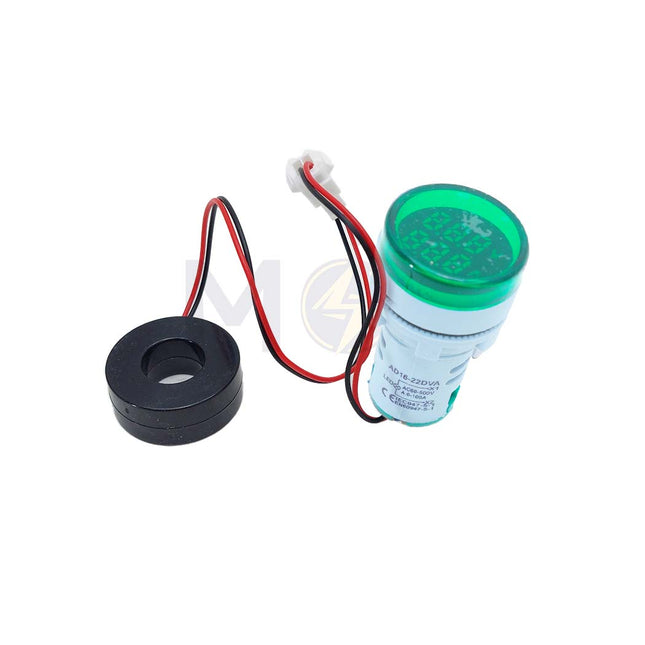 Amp & Votmeter signal lamp Volt/Ampere Green 60-500V 0-100A AC 22mm | AD16-22DVA