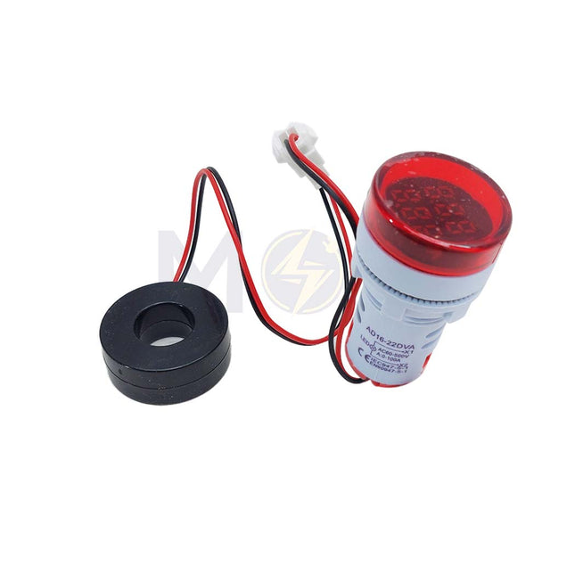 Amp & Votmeter signal lamp Volt/Ampere Red 60-500V 0-100A AC 22mm | AD16-22DVA