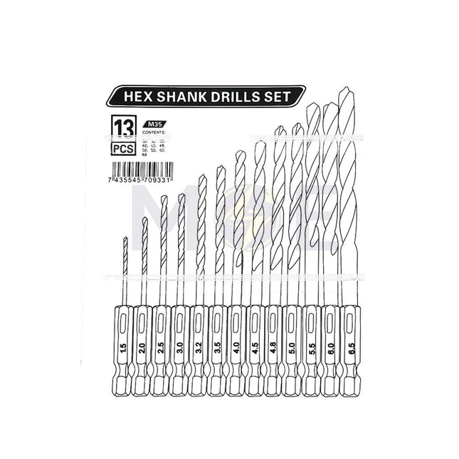 Conan HSS Metal Drill Bit 13Pcs (1.5mm,2mm,2.5mm,3mm,3.2mm,3.5mm,4mm,4.2mm,4.8mm,5mm,5.5mm,6mm,6.5mm) | COD08131 طقم ريشة حديد