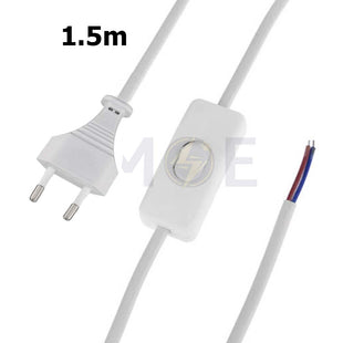 16276-Single P Lamp Cord with Switch and Plug White 1.5mt 90+60cm شريط لمبدير مع فيش و مفتاح خط واحد ابيض(1)