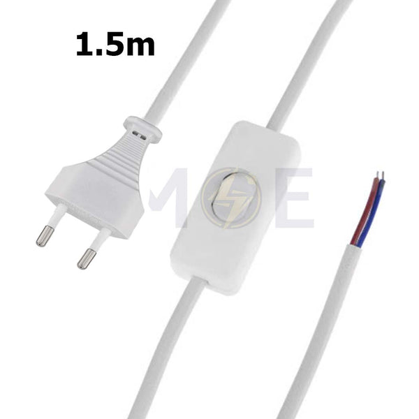 16276-Single P Lamp Cord with Switch and Plug White 1.5mt 90+60cm شريط لمبدير مع فيش و مفتاح خط واحد ابيض(1)