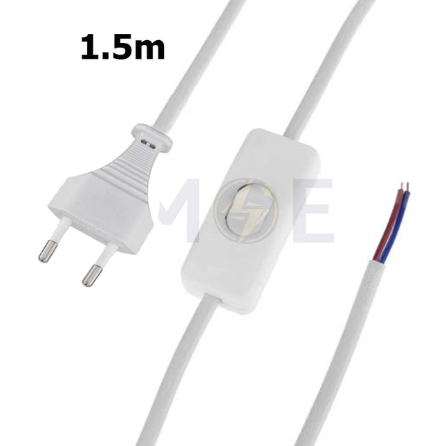 16276-Single P Lamp Cord with Switch and Plug White 1.5mt 90+60cm شريط لمبدير مع فيش و مفتاح خط واحد ابيض(1)